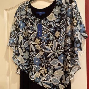 NWT! Women’s double layered poncho blouse